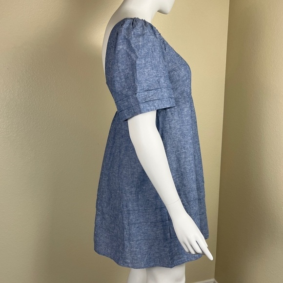Draper James Womens Size XL Linen Cotton Chambray Mini Babydoll NEW Dress Ruffle - Picture 9 of 12
